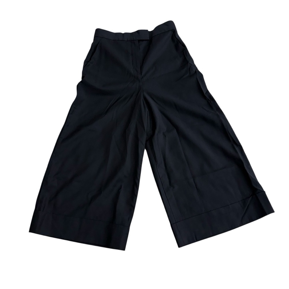 COS Cropped Trouser Dress Pants Women Sz 2 Black Extra Wide Leg Career 100% Wool